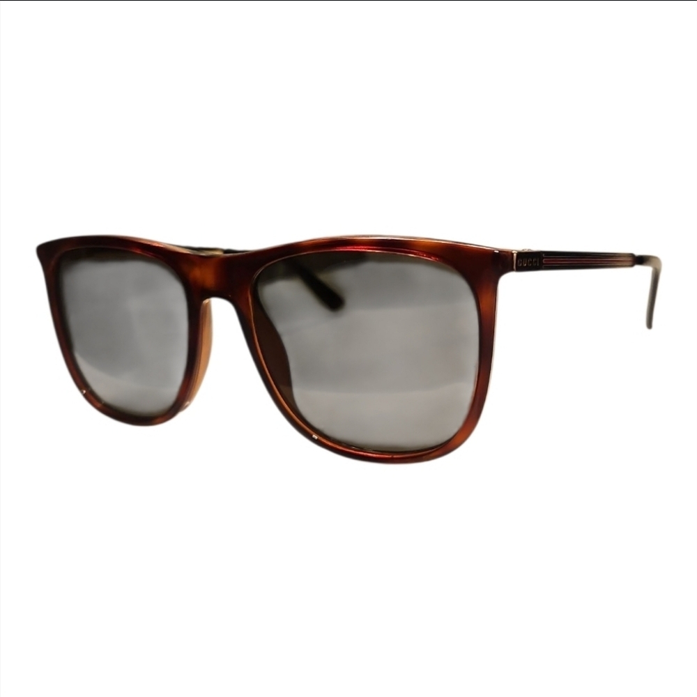 GUCCI | Tortoiseshell Square Sunglasses With Green / Red Striped Detail 1129/S - Picture 2 of 9